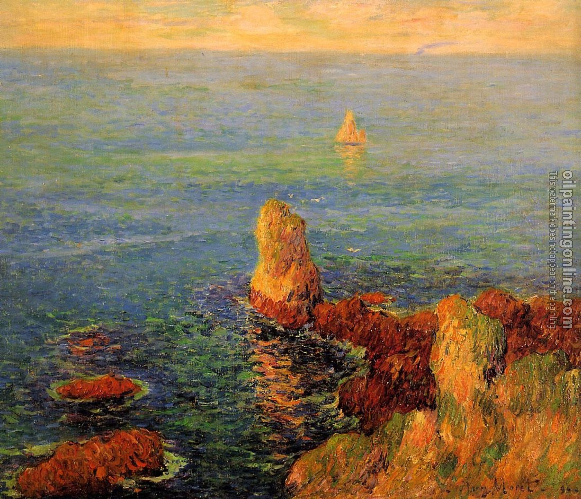 Moret, Henri - Calm Sea at L'Ile de Groux